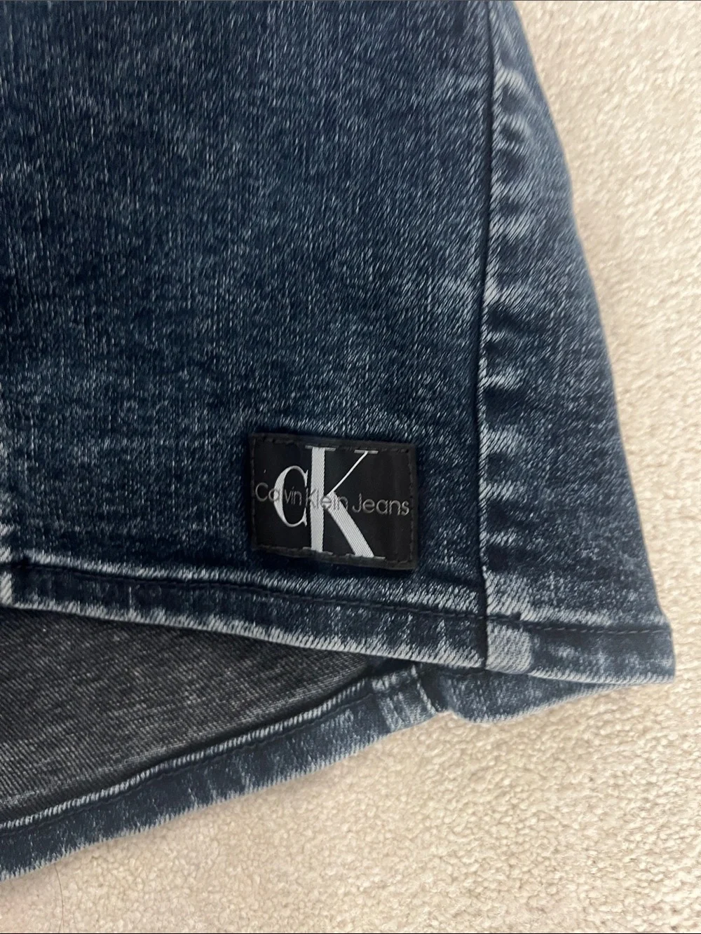 Calvin Klein Strapless Dark Indigo Denim Mini Dress